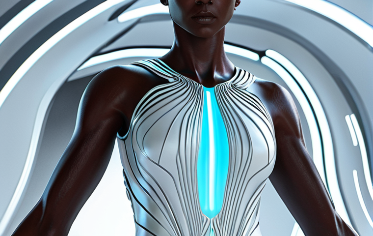 A futuristic avatar model showcasing an avant-garde digital gown on a sleek, minimalist virtual runway within the metaverse. The gown features glowing textures, fluid forms, and ethereal elements that defy gravity, emphasizing extreme creativity and unique aesthetics. The model is fully clothed, modest clothing, appropriate attire, professional dress. safe for work, appropriate content, family-friendly, perfect anatomy, correct proportions, natural pose, well-formed hands, proper finger count, natural body proportions, professional photography, high quality.
