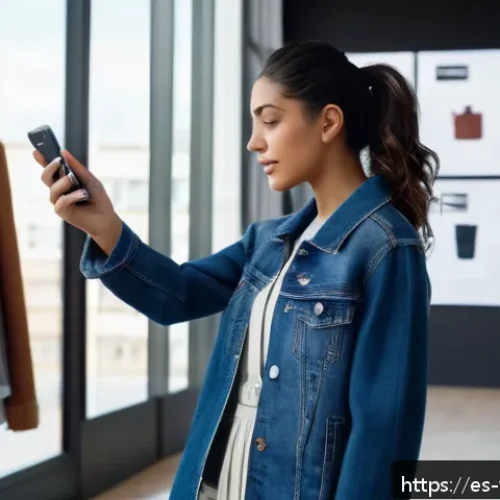 가상 의류 아이템의 쇼핑 경험 개선 전략 - A stylish young Hispanic woman using augmented reality virtual fitting room technology on her smartp...